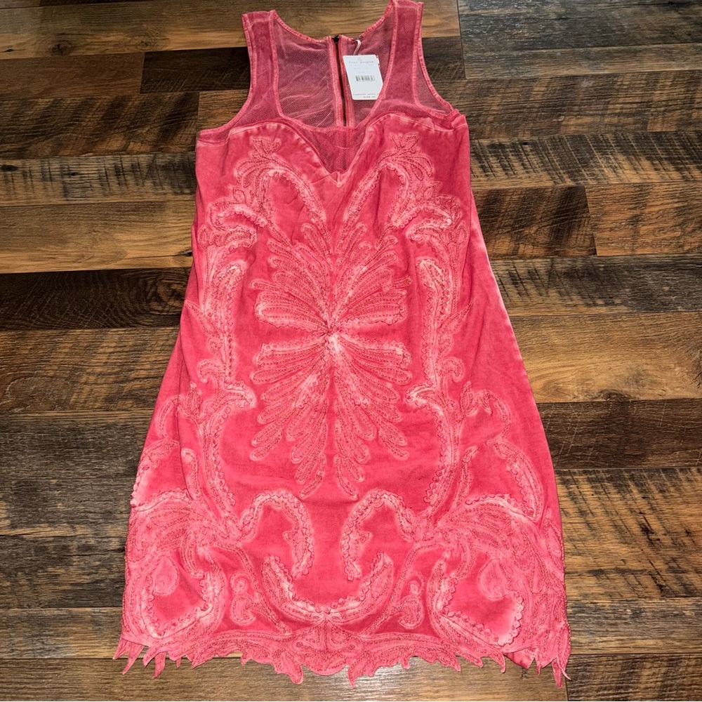 Free People Pink Mesh Zip-Front Dress